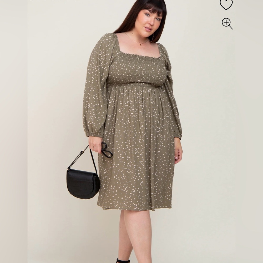 Olive Smocked Midi Dress